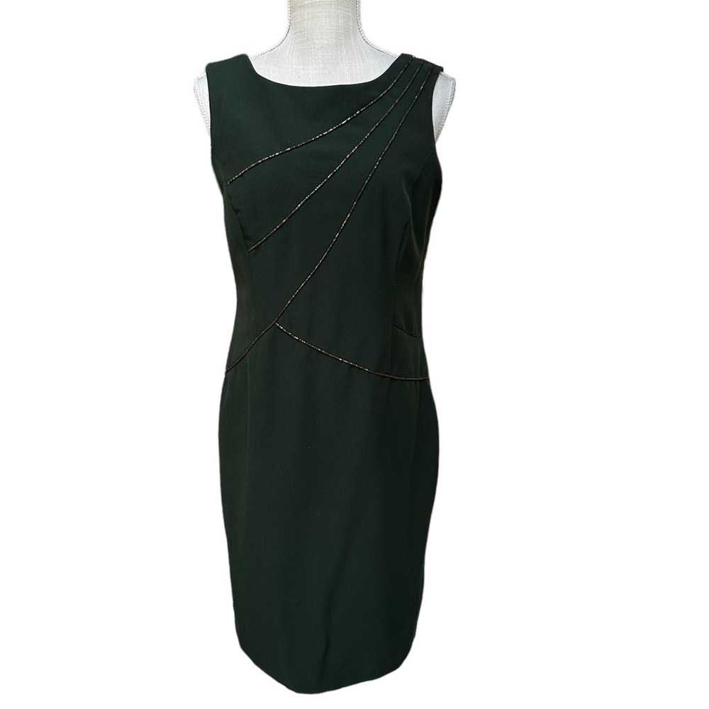 Ellen Tracy Sleeveless Sheath Midi Dress in Dark Green Size: 8 - Picture 1 of 12